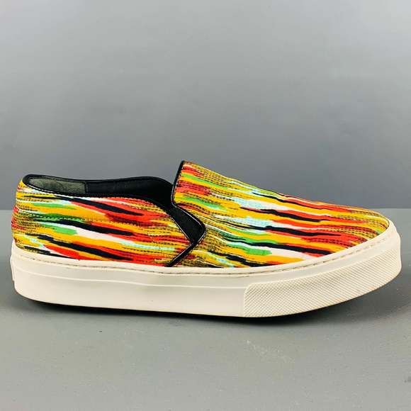 CELINE Multi-Color Fabric Stripe Slip On Sneakers - Picture 2 of 8